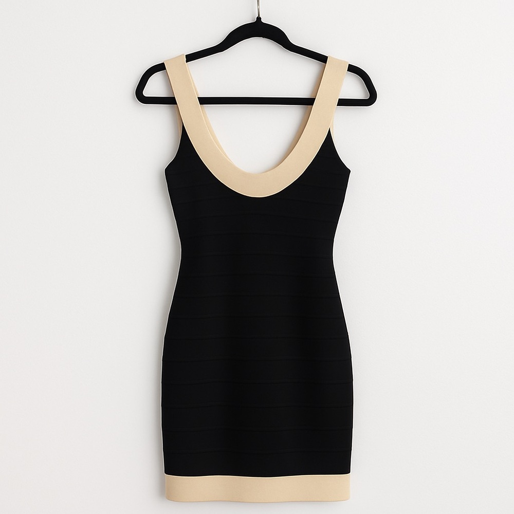 Herve Leger Black and Nude Bandage Dress - Size S